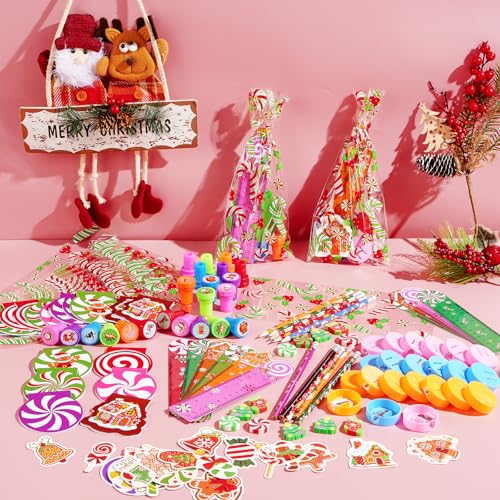 Vanblue 218Pcs Christmas Candy Party Favors Stationery Set for Kids Exchange Gifts for Classroom Rewards Prizes for Students Goodie Bag Stuffers Supplies Class Favors Pinata Stuffers - Image 5