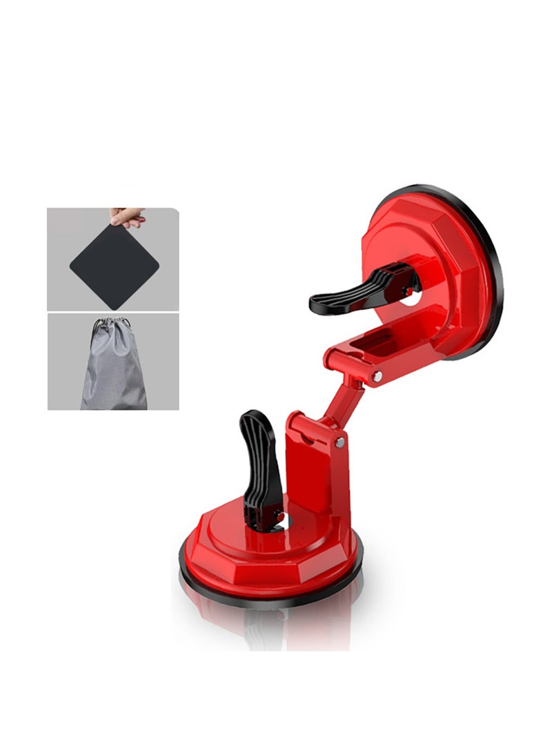 Portable Door Stopper and Security Jammer, Double Suction Cups for Inward/Outward Doors, Ideal for Travel and Home Use, Anti-Theft Design, Perfect for Women, Red Alloy - Image 1