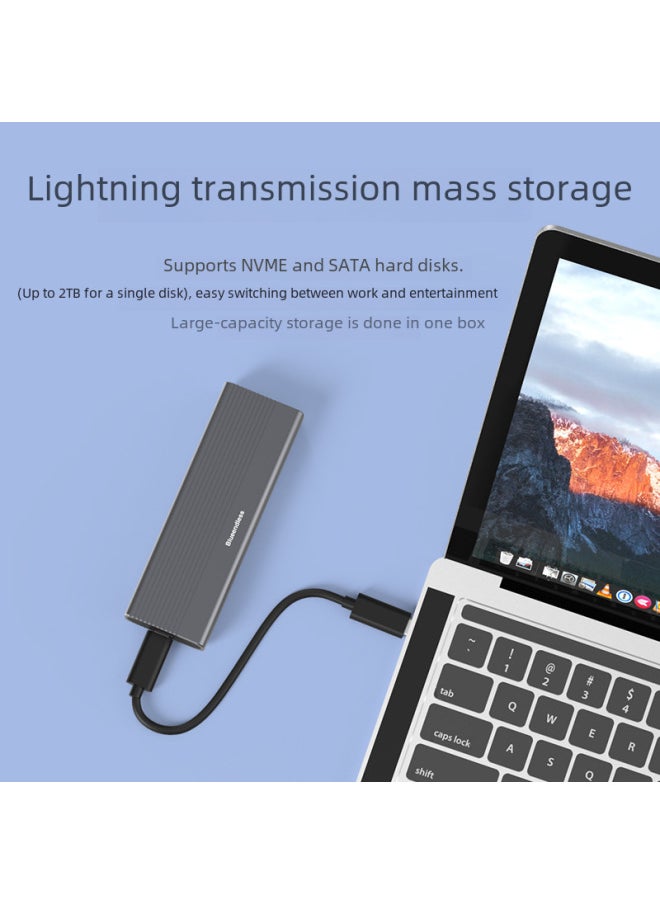 ماركة غير محددة صندوق قارئ M2 SSD ثنائي البروتوكول NVMe/SATA حاوية محرك الأقراص الصلبة الخارجية ذات الحالة الصلبة العالمية لأجهزة الكمبيوتر عالية السرعة USB3.1- اللون: بروتوكول مزدوج مع كابل C إلى USB  - Image 4