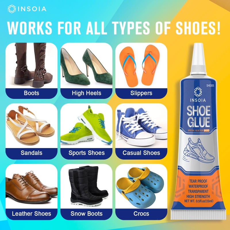 INSOIA Shoe Glue Sole Repair Kit, 15ML x2 Heavy Duty Shoe Adhesive, Waterproof, Flexible, Clear-Drying for Sneakers, Boots, Leather, Rubber, Canvas and More - Dries Within 24 Hrs - Image 4