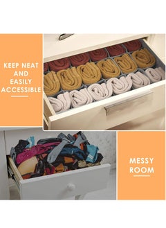 Arabest 3 Pack Sock Underwear Organizer Dividers, 64 Cell Drawer Organizers Fabric Foldable Cabinet Closet Organizers and Storage Boxes for Storing Socks, Underwear, Ties (16+24+24 Cell, Gray)  - Image 2