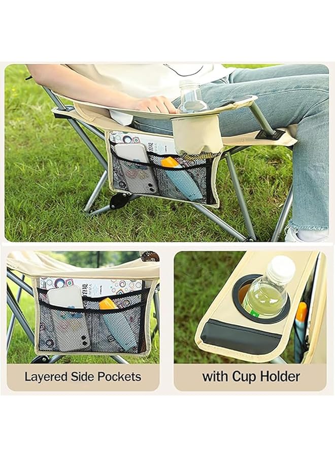 Toby's New Camping Lawn Folding Recliner Lightweight Beach Chair with Cup Holder and Pillow (154x53x70cm) - Image 3