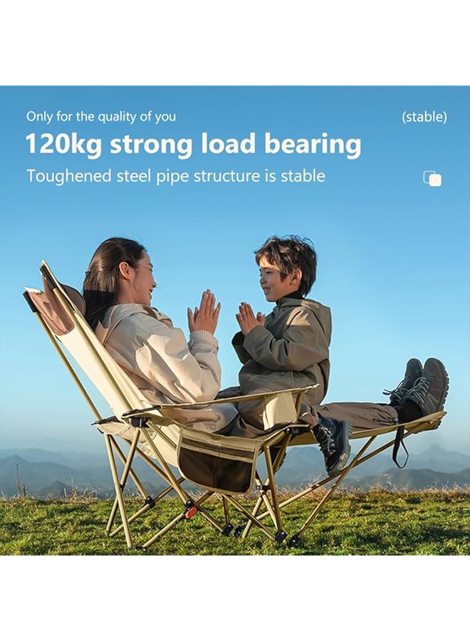 Toby's New Camping Lawn Folding Recliner Lightweight Beach Chair with Cup Holder and Pillow (154x53x70cm) - Image 5