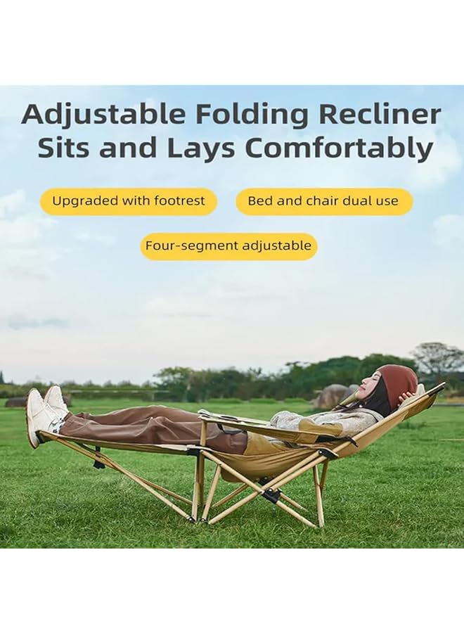 Toby's New Camping Lawn Folding Recliner Lightweight Beach Chair with Cup Holder and Pillow (154x53x70cm) - Image 2