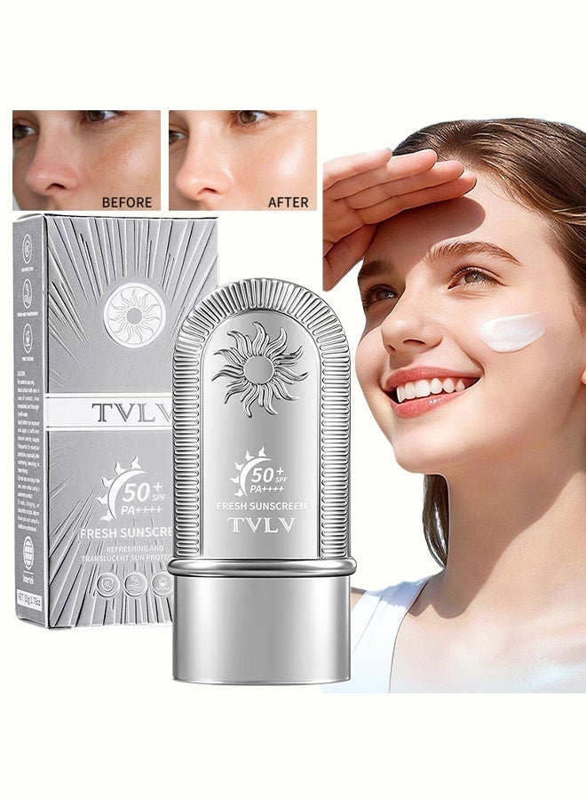 TVLV Fresh Sunscreen Stick SPF50+ PA++++ High Protection Translucent and Refreshing Sun Protection Water Resistant Non Greasy Formula for Face and Body Suitable for Daily and Outdoor Activities 50g - Image 1