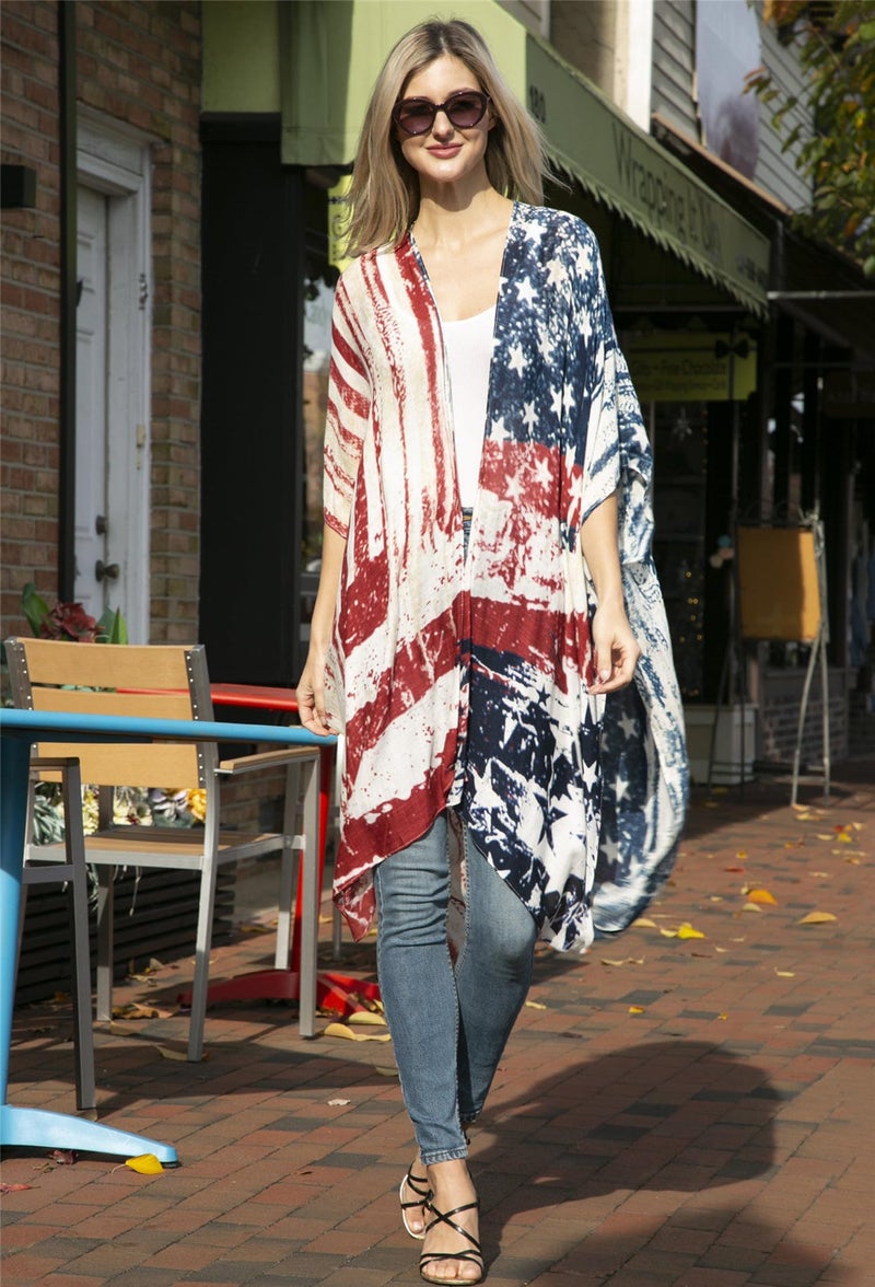 Breezy Lane Kimonos for Women US Flag Swimsuit Coverups Bikini Beach Coverup Bathing Suit Summer Travel Vacation - Image 3