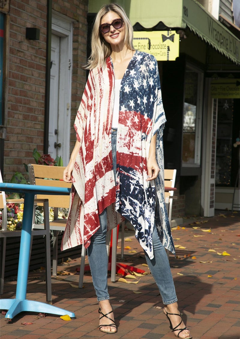 Breezy Lane Kimonos for Women US Flag Swimsuit Coverups Bikini Beach Coverup Bathing Suit Summer Travel Vacation - Image 5