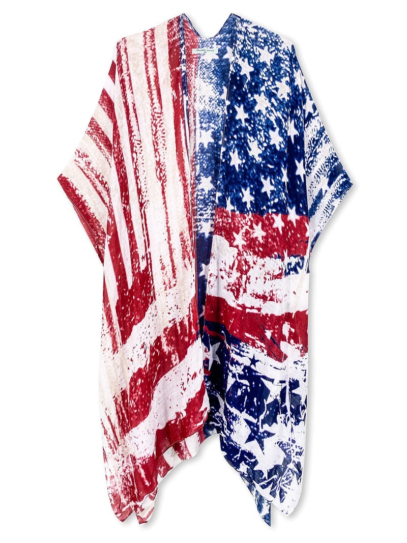 Breezy Lane Kimonos for Women US Flag Swimsuit Coverups Bikini Beach Coverup Bathing Suit Summer Travel Vacation - Image 2