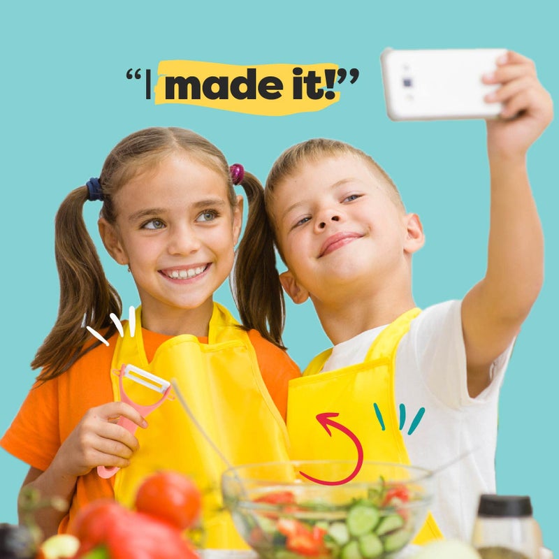 Baketivity Kid Safe Plastic Knives for Real Cooking with Cutting Board, Peeler for Kitchen - Knife Set with Blunt Tip, Dishwasher Safe, BPA Free Kids Knives for Cutting - Image 3