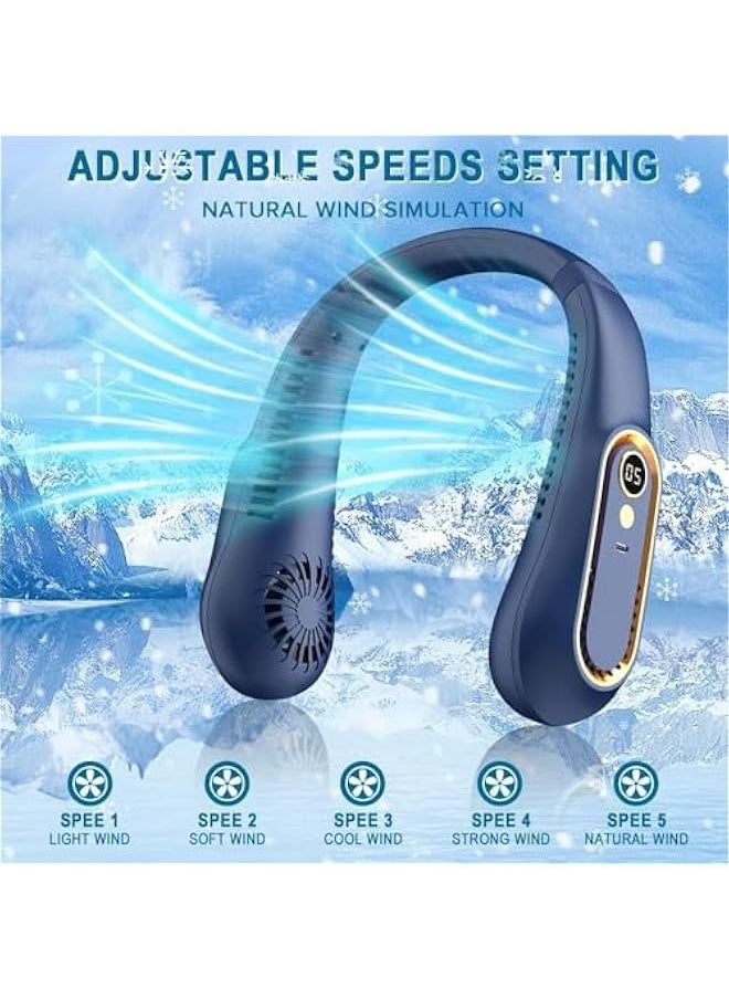 HOOKOR Neck Fan, Cooling Fan with 5 Speeds Adjustable Neckbreeze, Neckbreeze Wearable Bladeless Rechargeable Personal Neck Fan 720°cooling Airflow No Noise, For Home Office Travel  - Image 3