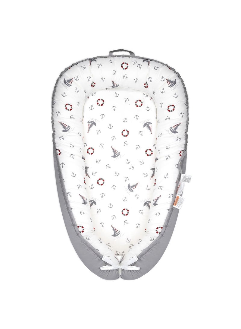 Baby Lounger, Newborn Lounger for 0-24 Months, 100% Cotton Soft Adjustable Baby Floor Seat for Travel, Co Sleeper for Girls Boys in Bed, Portable Baby Nest Lounger,Family Essentials - Image 1