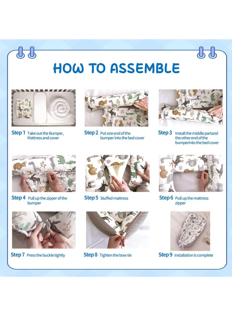 Baby Lounger, Newborn Lounger for 0-24 Months, 100% Cotton Soft Adjustable Baby Floor Seat for Travel, Co Sleeper for Girls Boys in Bed, Portable Baby Nest Lounger,Family Essentials - Image 5