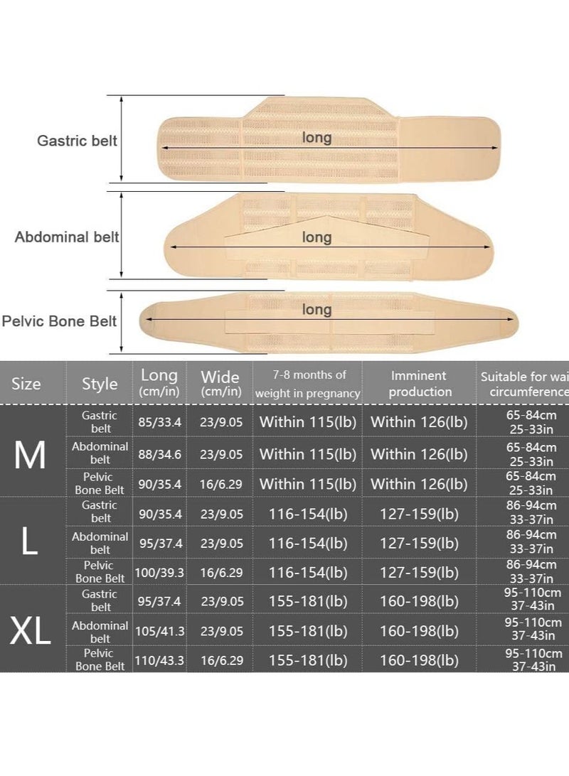 3 in 1 Postpartum Belt - Breathable Postpartum Recovery Postnatal Corset Belt after Pregnancy Maternity, Light skin-L