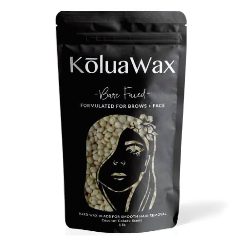 KoluaWax Hard Wax Beads for Hair Removal â€“ Coarse Hair Formula â€“ Face, Brazilian, Underarms, Back Chest, Bikini Waxing â€“ Coconut Colada, 1lb Refill for Wax Warmers & 10 Large Applicator Sticks - Image 1