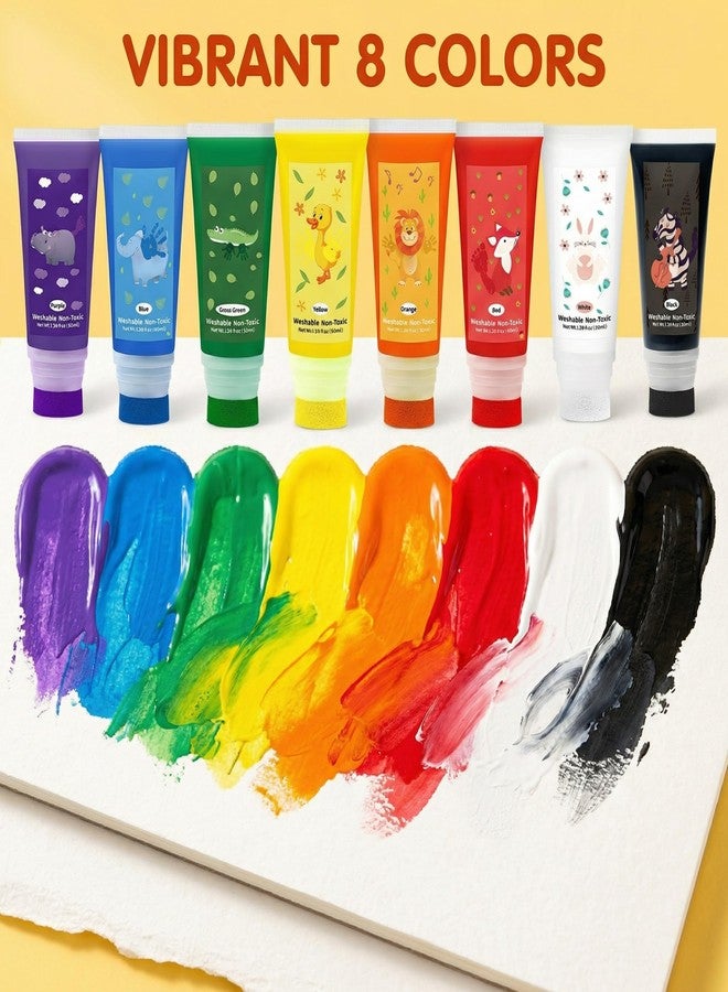 Noosuna Washable Finger Paint with a Sponge Head, 8 Colors (1.69fl oz/Tube) Non-toxic, Toddler Painting Set for Kids Boys Girls Gifts, Hand-Painted DIY - Image 2