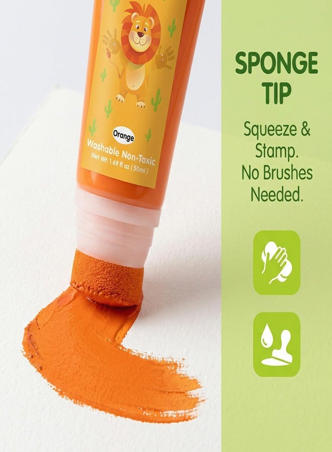 Noosuna Washable Finger Paint with a Sponge Head, 8 Colors (1.69fl oz/Tube) Non-toxic, Toddler Painting Set for Kids Boys Girls Gifts, Hand-Painted DIY - Image 3