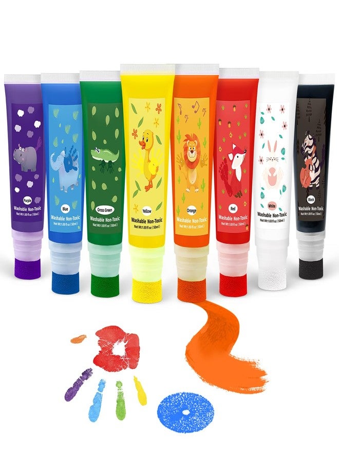 Noosuna Washable Finger Paint with a Sponge Head, 8 Colors (1.69fl oz/Tube) Non-toxic, Toddler Painting Set for Kids Boys Girls Gifts, Hand-Painted DIY - Image 1
