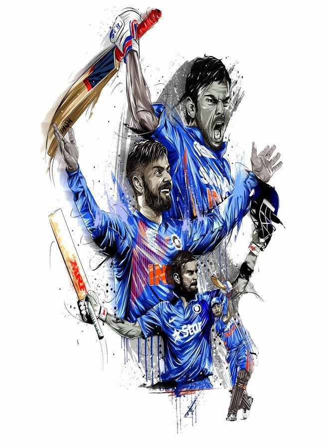 Sticker Yard Virat Kohli Celebrate Vinyl Wall Sticker for Living Room/Bedroom/Office and All Decorative Wall Stickers Size 46X55CM - Image 1