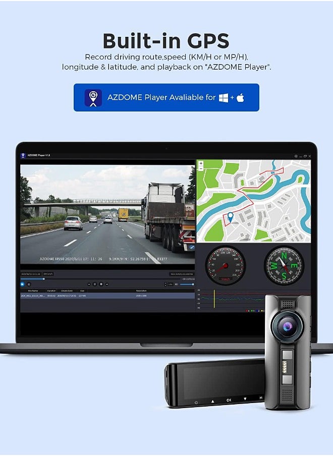 أزدوم - 2K + 1K + 1K DVR dashcam الأمامية والمدمج في كاميرا ثلاثية سيارة dashcam 139mm IPS شاشة dashcam المدمج في واي فاي G الاستشعار وقوف السيارات رصد حلقة تسجيل - Image 1