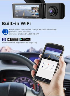 AZDOME 2K+1K+1K DVR dashcam front and built-in triple camera car dashcam 139mm IPS screen dashcam built-in WiFi G sensor parking monitor loop recording  - Image 4