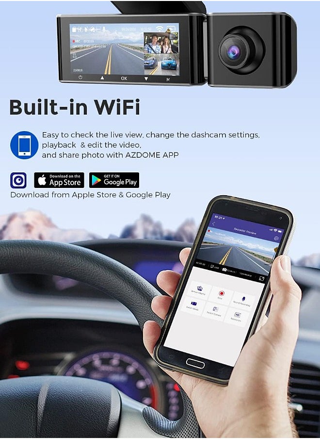 أزدوم - 2K + 1K + 1K DVR dashcam الأمامية والمدمج في كاميرا ثلاثية سيارة dashcam 139mm IPS شاشة dashcam المدمج في واي فاي G الاستشعار وقوف السيارات رصد حلقة تسجيل - Image 1