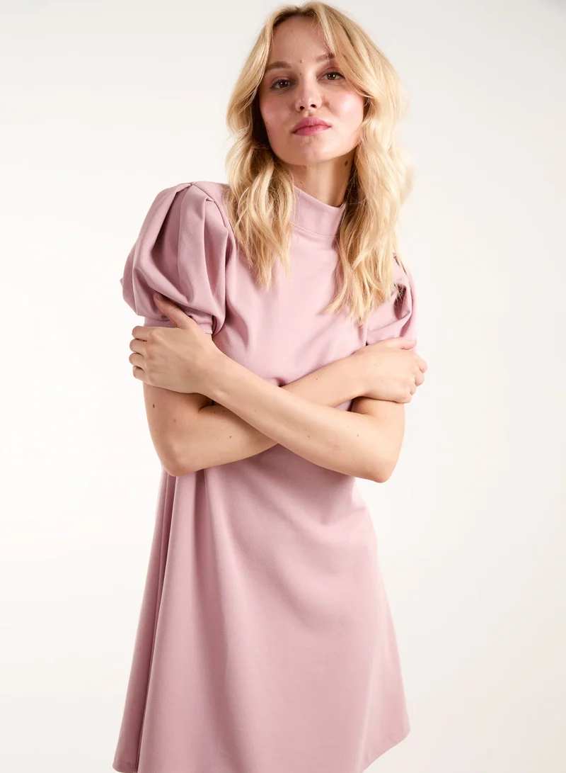 Blue Vanilla Puff Sleeve Swing Dress