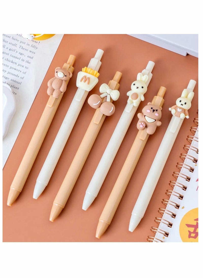 KASTWAVE Cute Pens for Girls Women Birthday Holiday Gifts Writing Gel Ink ballpoint Pen with Cartoon Bear Rabbit Animal Fun Kawaii Cherry Pastel Retractable Fancy Journaling Pens for Kids Aduts&Students - Image 5