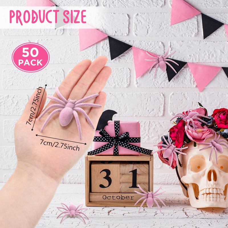 Shappy 50 Pcs Mini Fuzzy Spider Realistic Hairy Small Plastic Fake Spiders Halloween Prank Spider Props Small Size Scary Funny Halloween Indoor Outdoor Decorations for Party Favors - Image 2