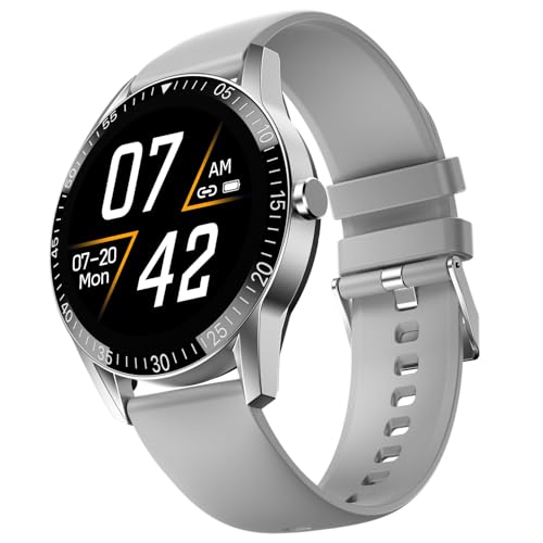 Fire-Boltt Talk Round Smart Watch 1.39″ TFT Display with Bluetooth Calling, Dual Button, Voice Assistance, SPO₂ & Heart Rate Monitor, 120+ Sports Modes, Smartwatch for Men & Women - Grey - Image 1