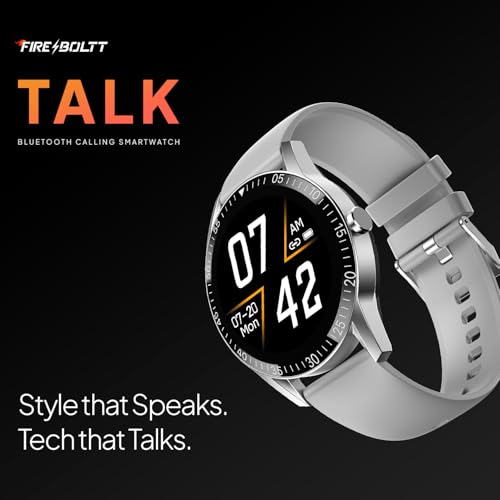 Fire-Boltt Talk Round Smart Watch 1.39″ TFT Display with Bluetooth Calling, Dual Button, Voice Assistance, SPO₂ & Heart Rate Monitor, 120+ Sports Modes, Smartwatch for Men & Women - Grey - Image 2