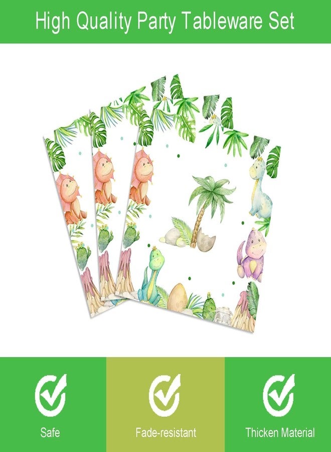 Vanulus 96 Pieces Dinosaur Birthday Party Decorations Supplies Dinosaur Baby Shower Party Tableware Set Watercolor Dino Baby Shower Birthday Party Dessert Plates Napkins Forks for 24 Guests - Image 4