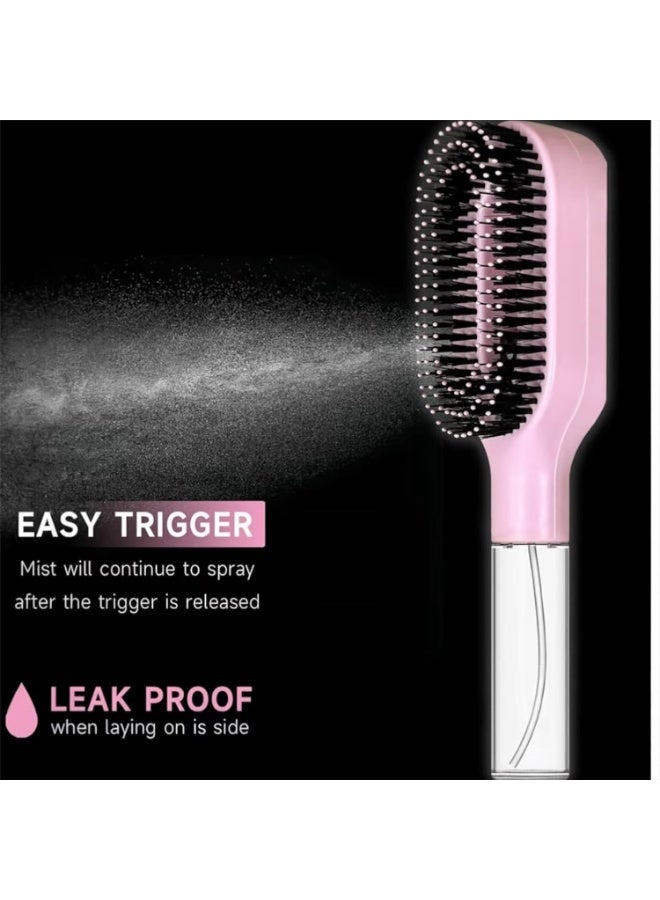 LYNDA 2-in-1 Detangling Hair Brush with Built-in Fine Mist Sprayer, Anti-Static Scalp Massager for All Hair Types, Pink - Image 3