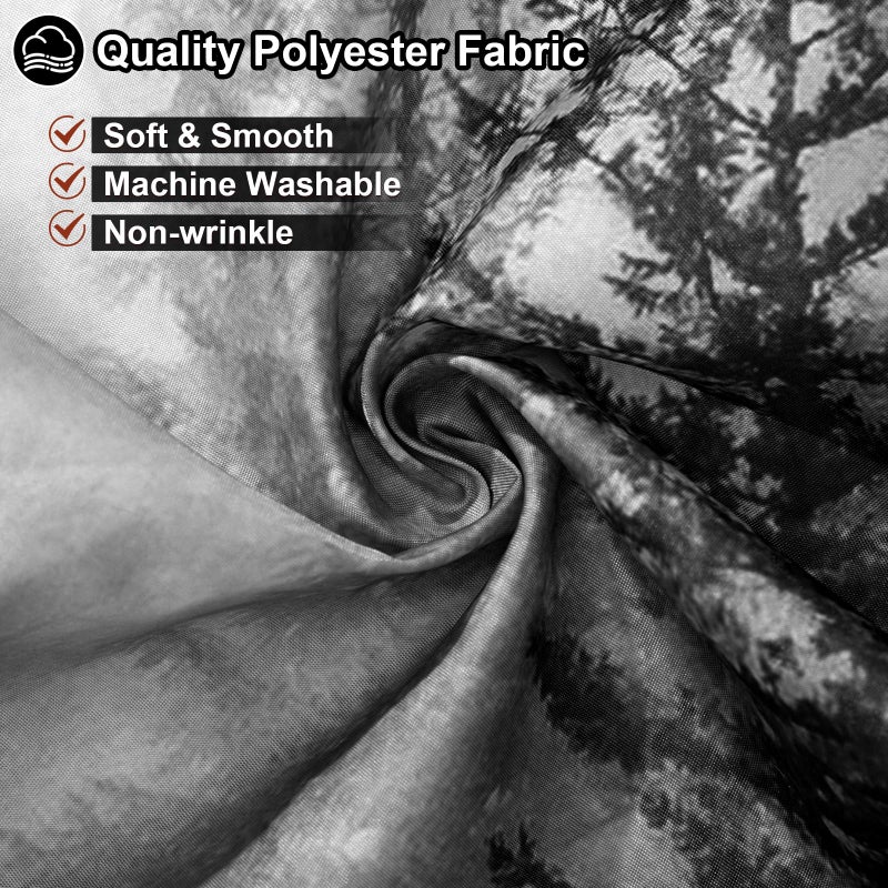 ORTIGIA Black and White Misty Forest Shower Curtain for Bathroom, Nature Woodland Curtain Set with Hooks, Decorative Pine Tree Fog Magic Bath Decor for Home Weighted, 72x72 - Image 4