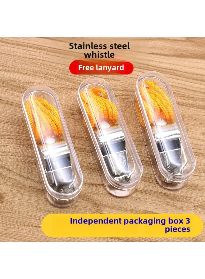 Generic Whistle Super-loud Referee Special Outdoor Training Topper Physical Education Teacher Basketball Coach Professional Lifesaving Football Whistle-Color:[independent Packaging Box] | Stainless Steel Whistle | 3 Pieces - Image 1
