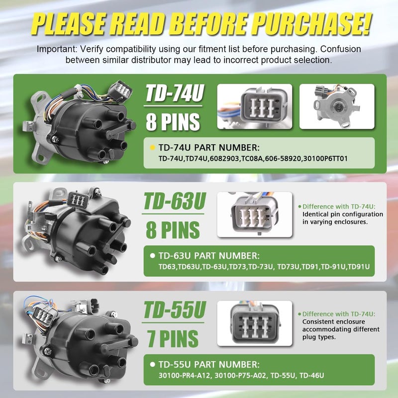 MAS Ignition Distributor with Cap & Rotor TD-74U Compatible with Honda CRV CR-V 2.0L DOHC - Image 2