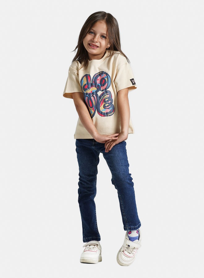 ريمينت تيشرت للبنات برسمة حب بيج  - Image 2