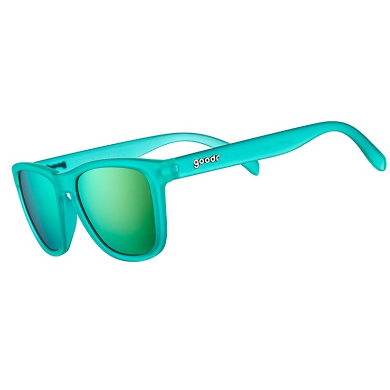 goodr Nessy's Midnight Orgy Polarized Sunglasses, Medium Sized (OG), Teal Translucent Frame with Green Gold Mirrored Reflective Lens, UV400 Protection, No Slip, No Bounce - Image 1