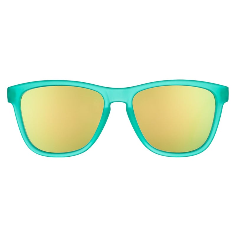 goodr Nessy's Midnight Orgy Polarized Sunglasses, Medium Sized (OG), Teal Translucent Frame with Green Gold Mirrored Reflective Lens, UV400 Protection, No Slip, No Bounce - Image 2