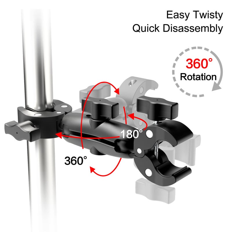 Taisioner Double Super Clamp Mount Umbrella clamp Camera Clamp Pole Clamp for Monitor Bracket Magic Socket Arm Desk Photo Studio Light Stand, Photography Reflector, Flag Holder Mount, Cross Bar - Image 3