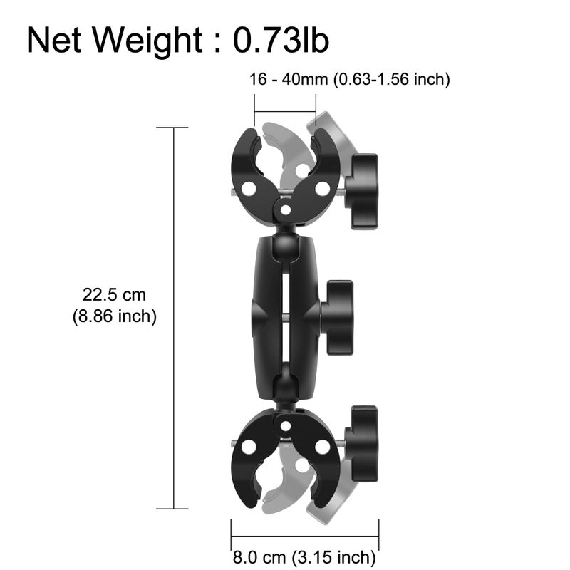 Taisioner Double Super Clamp Mount Umbrella clamp Camera Clamp Pole Clamp for Monitor Bracket Magic Socket Arm Desk Photo Studio Light Stand, Photography Reflector, Flag Holder Mount, Cross Bar - Image 5