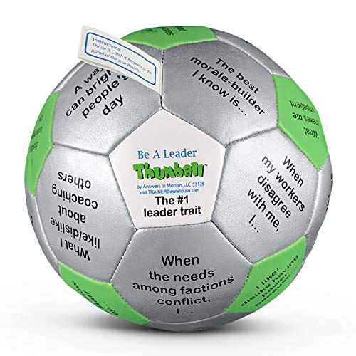 Trainers Warehouse Be a Leader Thumball, 6" | Team Building Ice Breaker - Discuss Past Leadership Experiences & Opportunities | 32 Panels to Prompt Conversation - Image 1