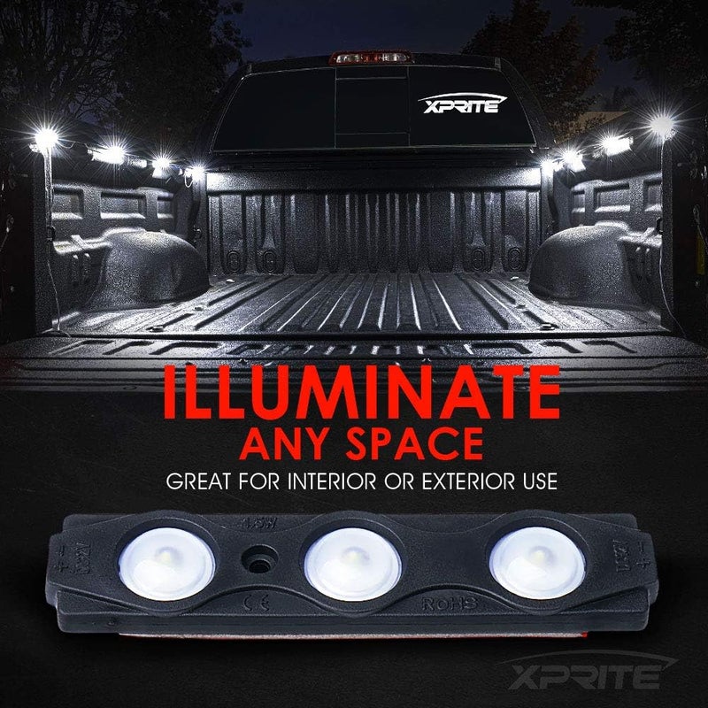 Xprite White Truck Pickup Bed Light Kit, 24 Led Cargo Rock Lighting Kits w/Switch for Van Off-Road Under Car, Side Marker, Foot Wells, Rail Lights - 8 PCS - Image 3