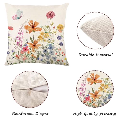 ONFAON Spring Decorations for Home - Spring Pillow Covers 18x18, Outdoor Pillow Covers Springtime Farmhouse Throw Pillow Cover Garden Linen Cushion Case for Home Decor - Image 2