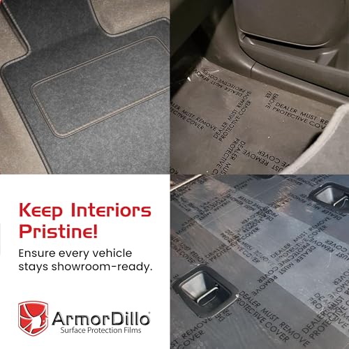 ArmorDillo Dealer Must Remove Floor Mats – 1 Roll, 24" x 200' Clear Plastic Film | Automotive Carpet Protection Adhesive Roll for Car Detailing, Service Shops, and Disposable Floor Covers - Image 2