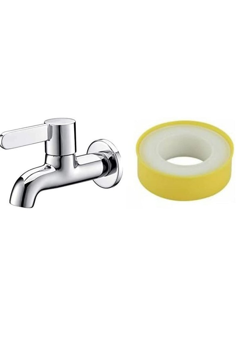 ABBASALI Wall Mounted Bib Tap A Brass Product Chrome With 2pcs Tape  - Image 1