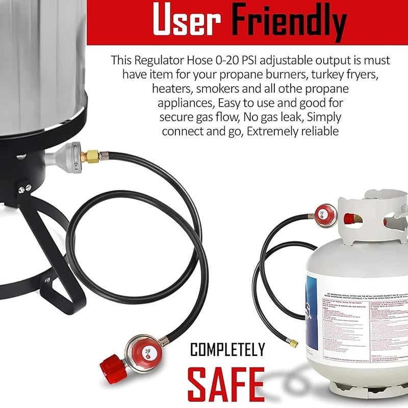 GasOne 2109-RED 4 ft High Pressure 0-20 PSI Adjustable Regulator with Red QCC-1 Type Hose-Works with Newer U.S. Propane Tanks - Image 4