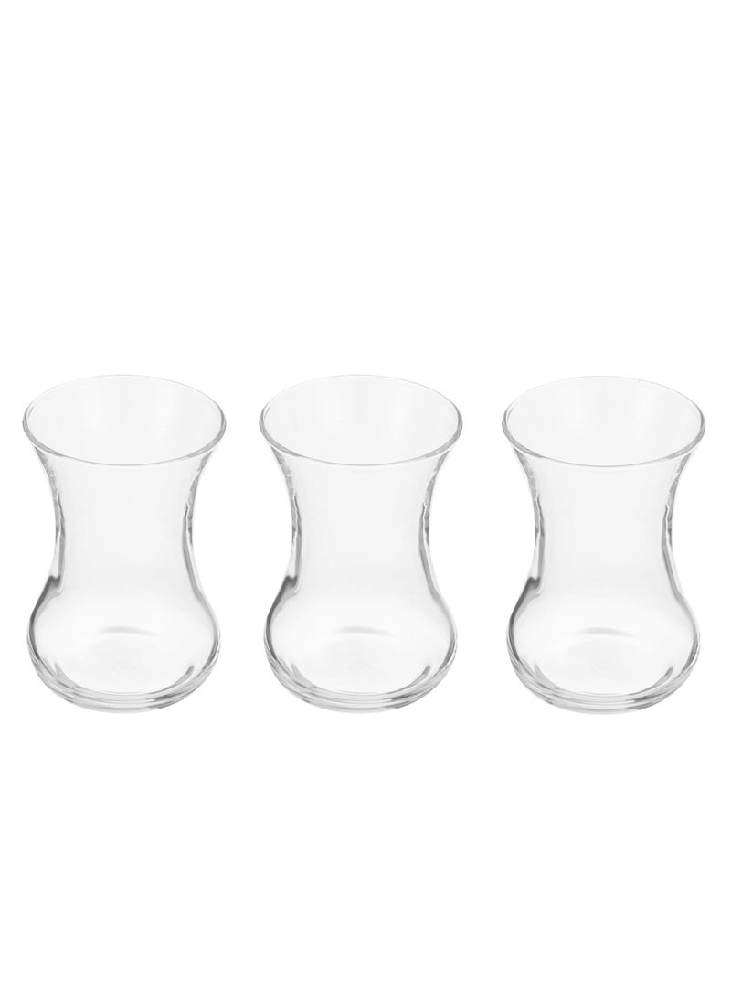 Generic - طقم كاسات شاي تركي 3 قطع، شفاف - Image 1