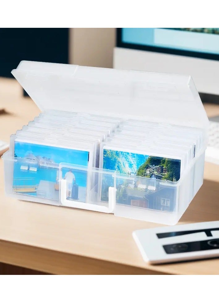 Relex Plastic Clear Photo Storage Box Picture Storage Containers With Handle,16 inner 4×6 inch Photo Cases For Photos,Picture,Greeting Card,Stickers,Seed,Craft Supplies (Clear)  - Image 1