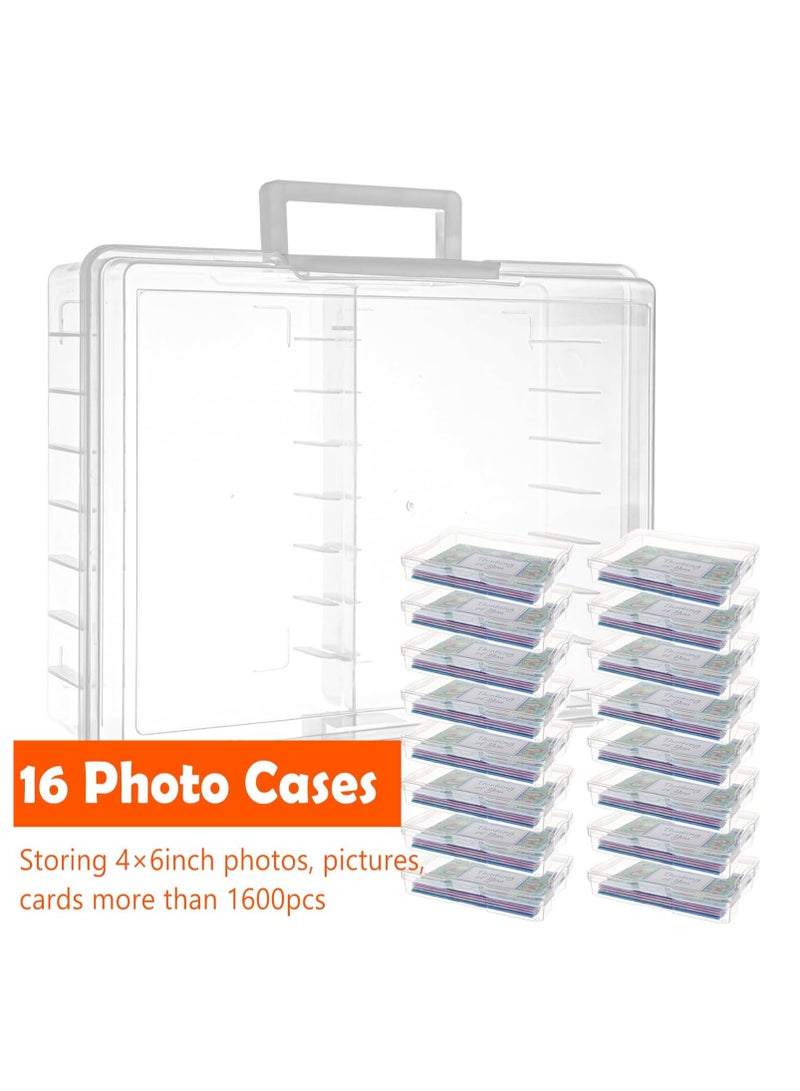 Relex Plastic Clear Photo Storage Box Picture Storage Containers With Handle,16 inner 4×6 inch Photo Cases For Photos,Picture,Greeting Card,Stickers,Seed,Craft Supplies (Clear)  - Image 3