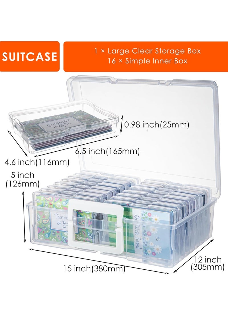 Relex Plastic Clear Photo Storage Box Picture Storage Containers With Handle,16 inner 4×6 inch Photo Cases For Photos,Picture,Greeting Card,Stickers,Seed,Craft Supplies (Clear)  - Image 5